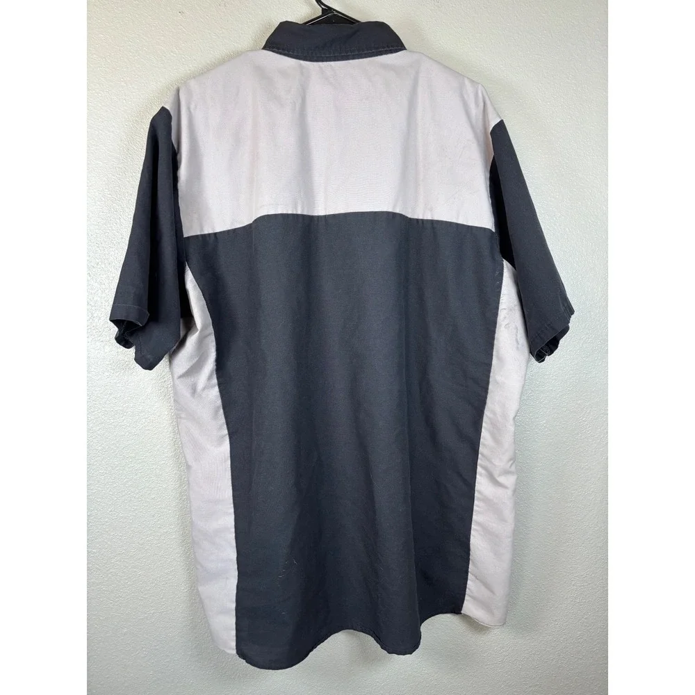 Red Kap XL Mens Mechanic Shop Work Shirt Short Sleeve‎ Black Gray Button Up